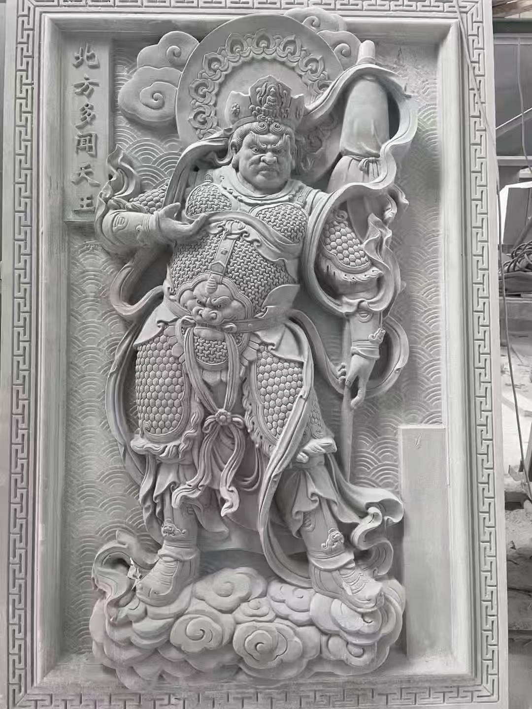 吉安 芝麻灰花岗岩人物雕刻——多闻天王